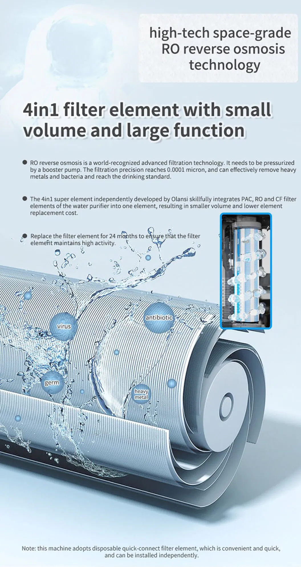 Home Soda Sparkling Water Dispenser Tap RO Water Filtration Hot Cold Water Purifier Machine for Drinking