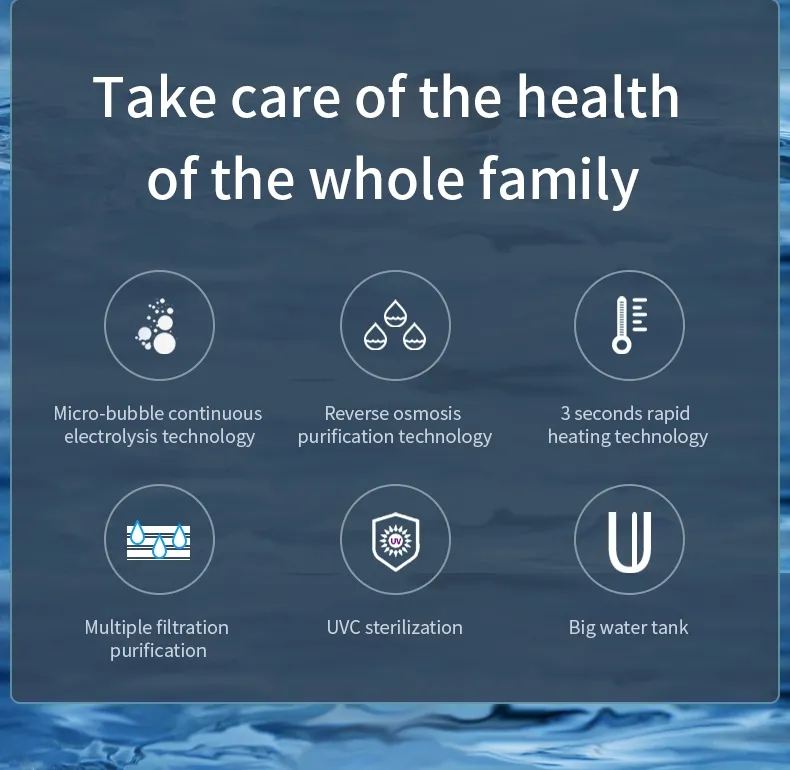 Hydrogen 3 Stage Filtration Home Reverse Osmosis Purifier Drinking Water Dispenser with UVC Hydrogen Water Purifier