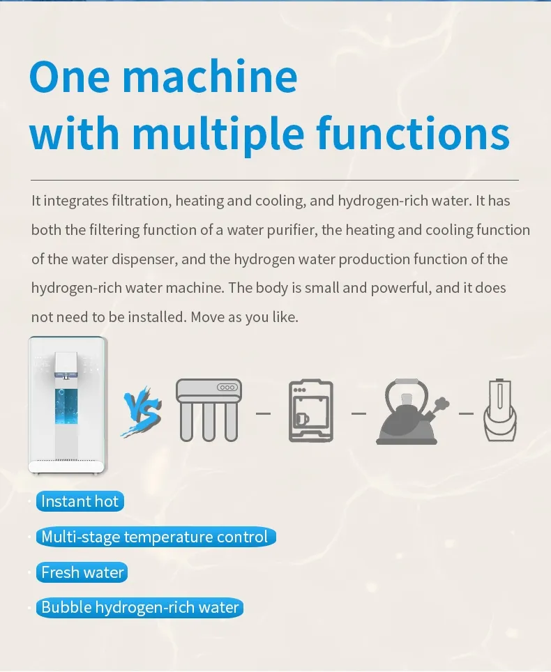 Hydrogen 3 Stage Filtration Home Reverse Osmosis Purifier Drinking Water Dispenser with UVC Hydrogen Water Purifier