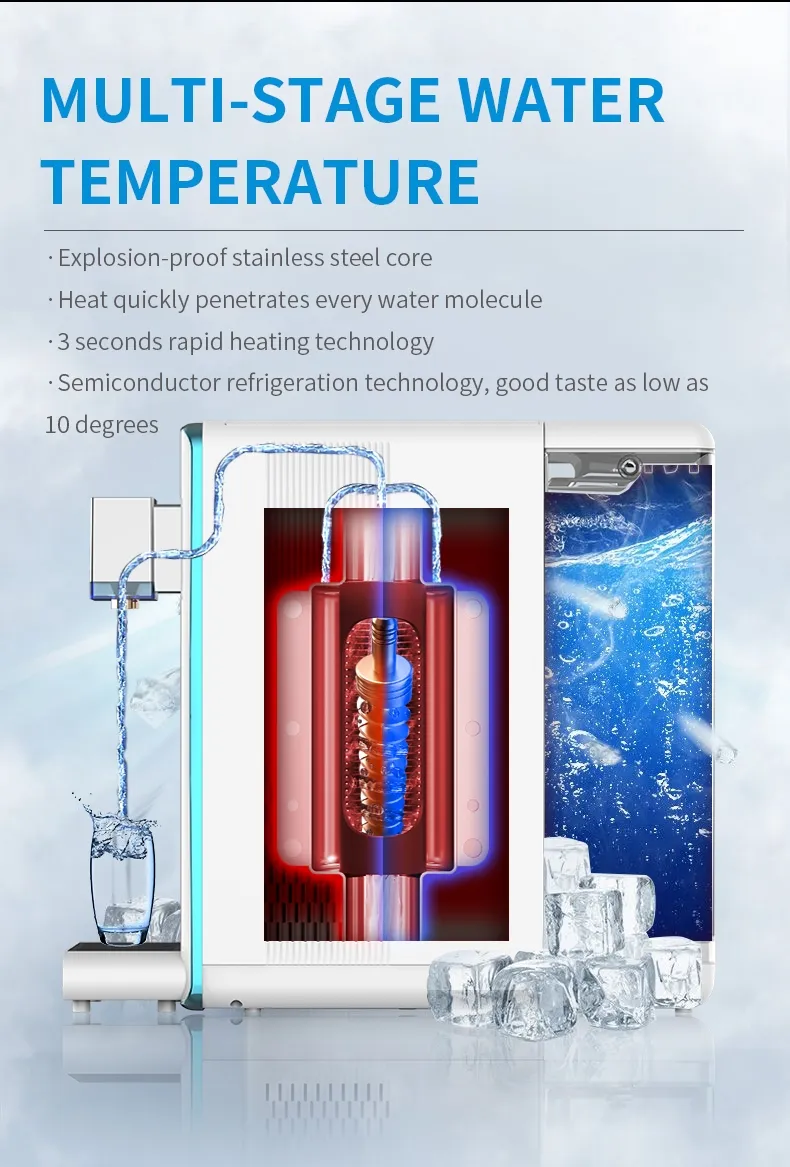 Hydrogen 3 Stage Filtration Home Reverse Osmosis Purifier Drinking Water Dispenser with UVC Hydrogen Water Purifier