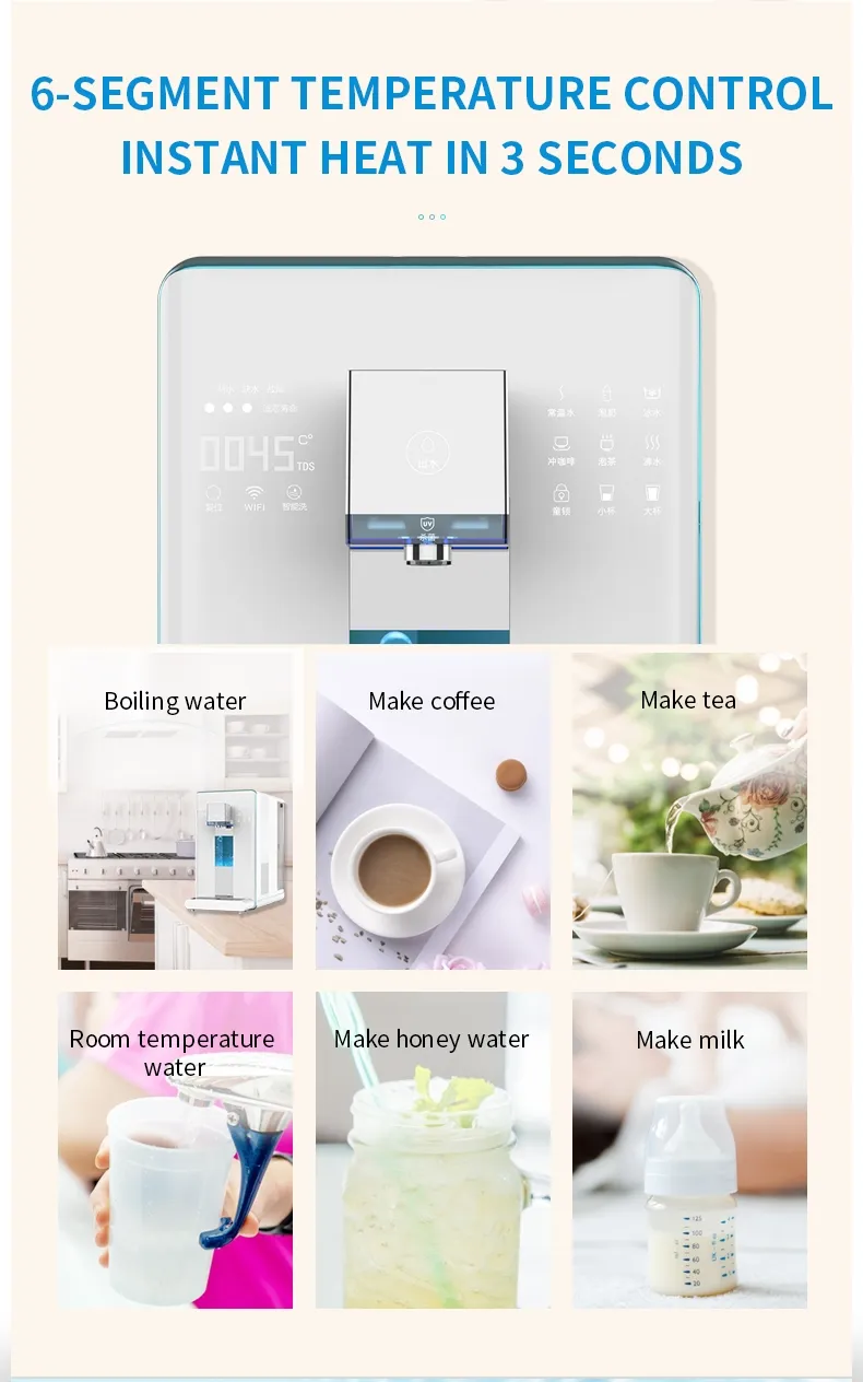 Hydrogen 3 Stage Filtration Home Reverse Osmosis Purifier Drinking Water Dispenser with UVC Hydrogen Water Purifier
