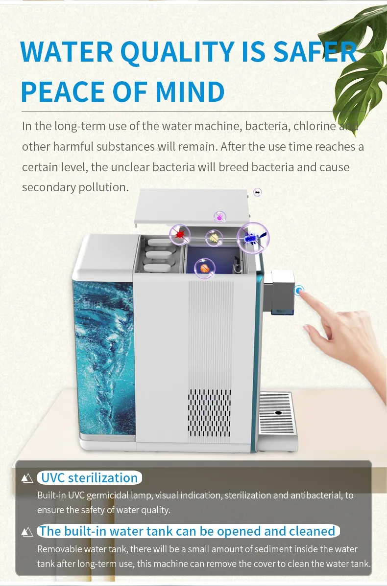 Hydrogen 3 Stage Filtration Home Reverse Osmosis Purifier Drinking Water Dispenser with UVC Hydrogen Water Purifier