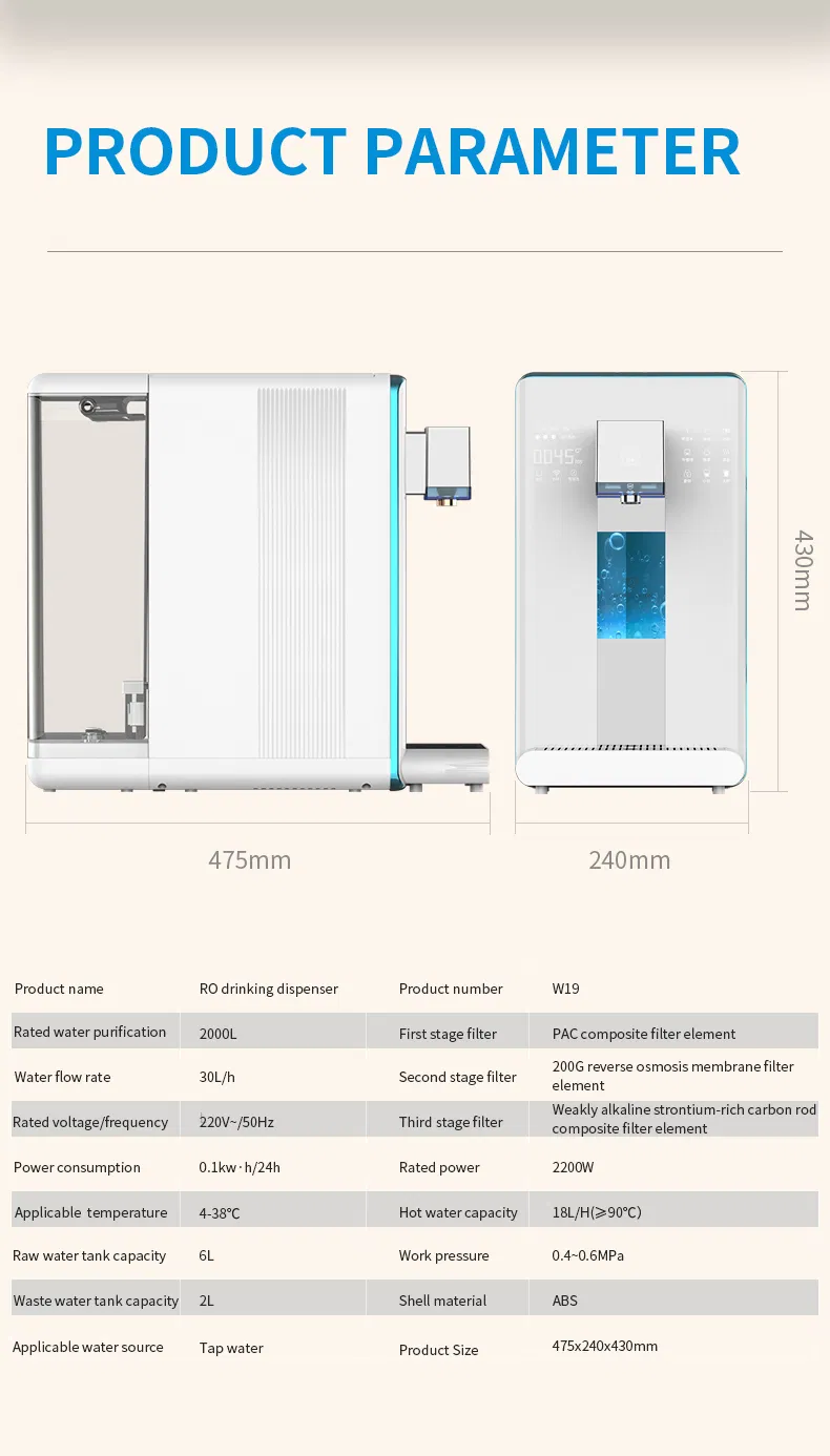 Hydrogen 3 Stage Filtration Home Reverse Osmosis Purifier Drinking Water Dispenser with UVC Hydrogen Water Purifier