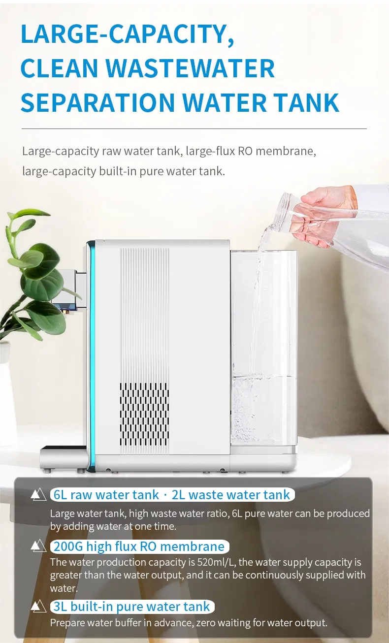 Hydrogen 3 Stage Filtration Home Reverse Osmosis Purifier Drinking Water Dispenser with UVC Hydrogen Water Purifier