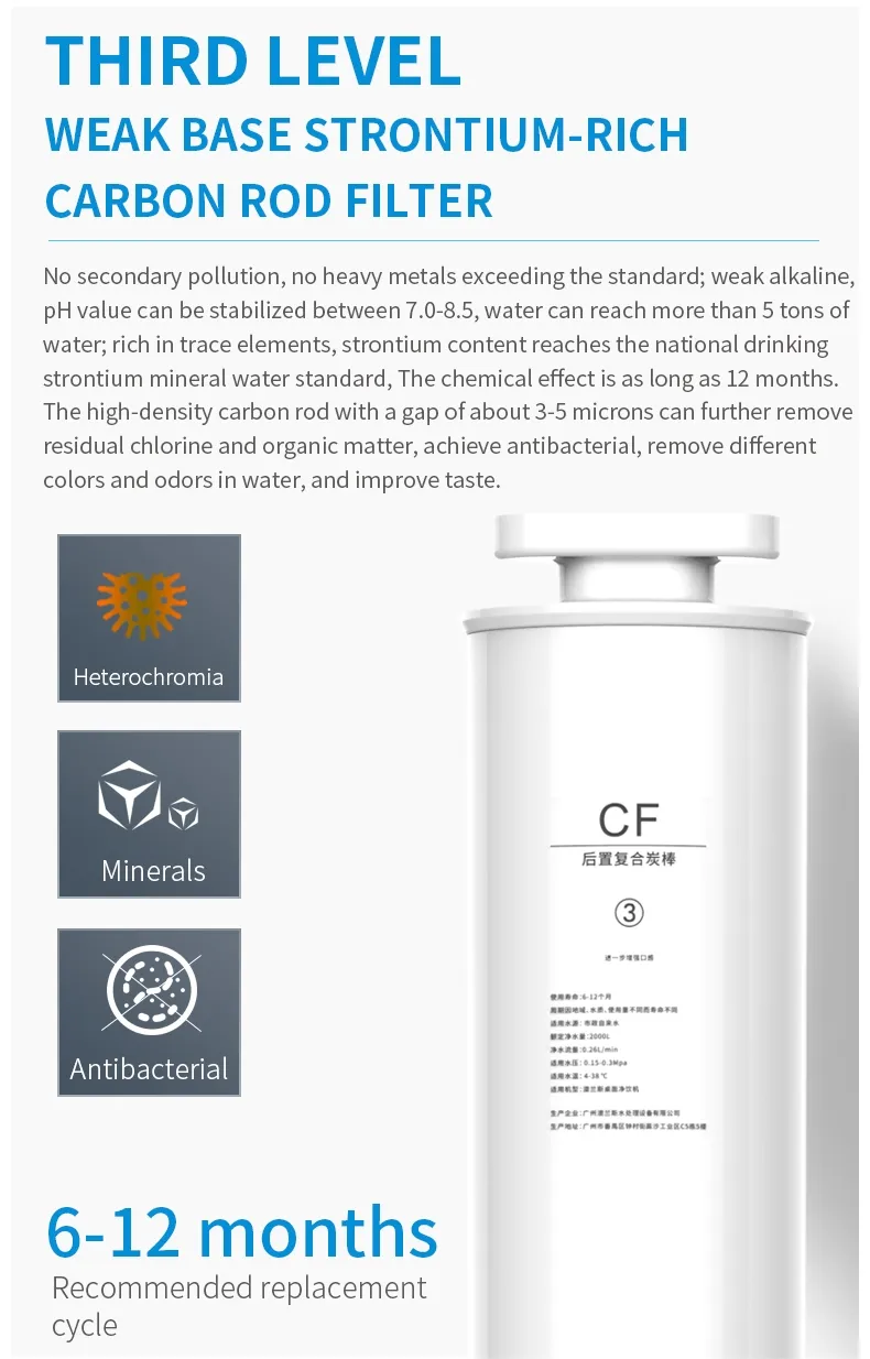 Hydrogen 3 Stage Filtration Home Reverse Osmosis Purifier Drinking Water Dispenser with UVC Hydrogen Water Purifier