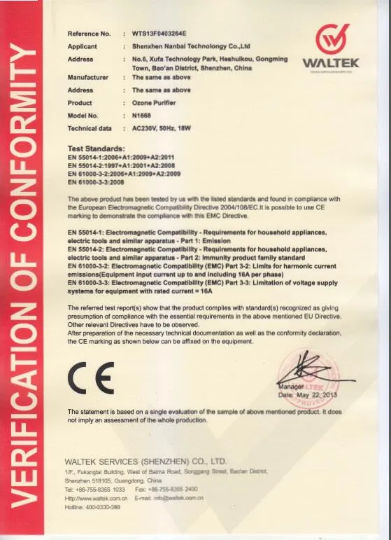 500mg/H Remote Control Ozone Generator for Air Water Treatment