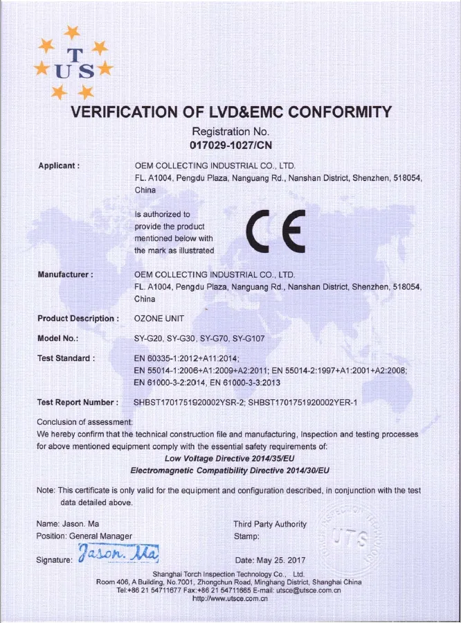 Ceramic Ozone Generator Water/Air Purifier (SY-G280)