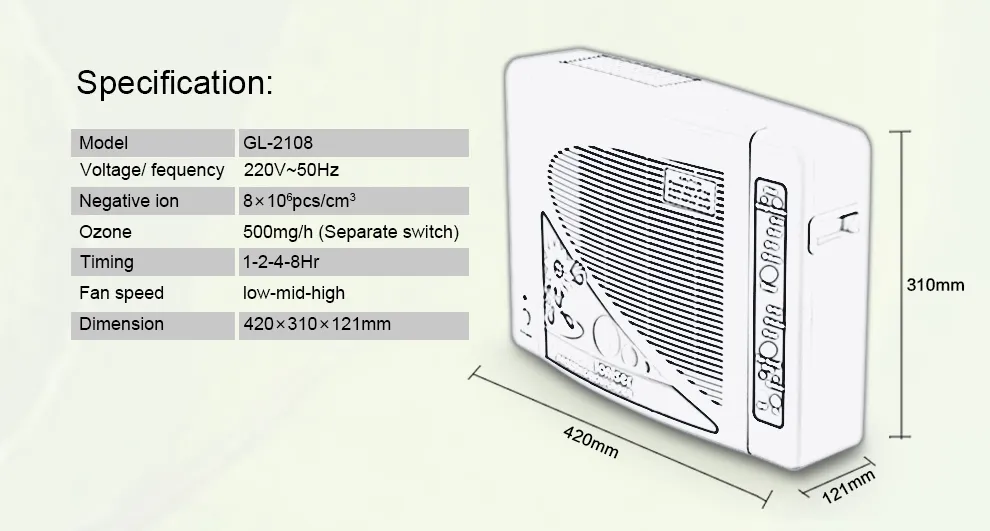 China Manufacturer Negative Anoin&Ozone&HEPA Air Purifier
