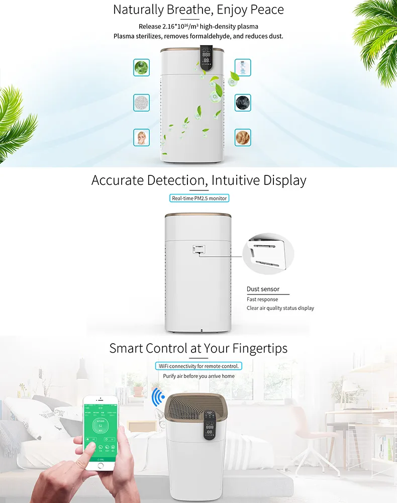 Kj-15ba Plasma Air Purifier: HEPA13, Air Quality Monitoring, Elderly-Safe Design, CE Certified