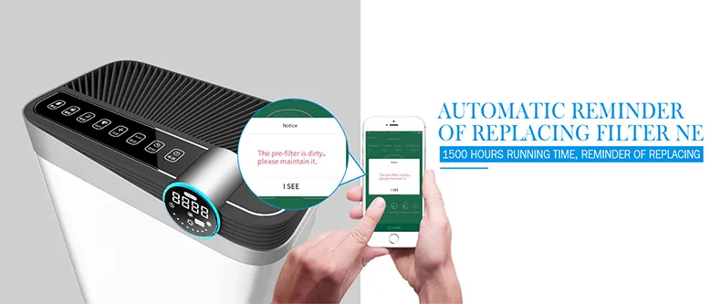 Smart WiFi Air Purifier for Large Place Ionizer for Home Air Cleaner