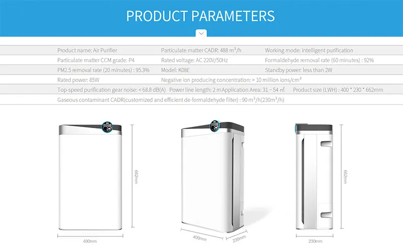 Smart WiFi Air Purifier for Large Place Ionizer for Home Air Cleaner