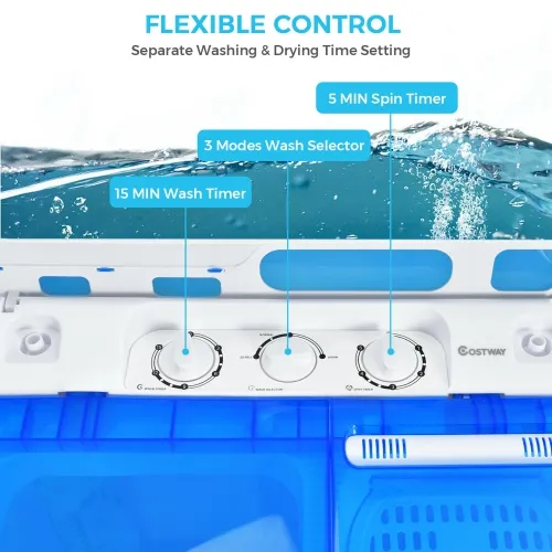 Twin Tub Laundry Cleaning Top Loading Mini Washer Automatic Washing Machine