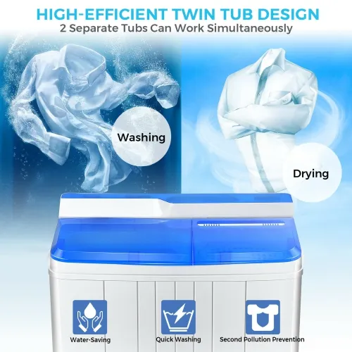 Twin Tub Laundry Cleaning Top Loading Mini Washer Automatic Washing Machine