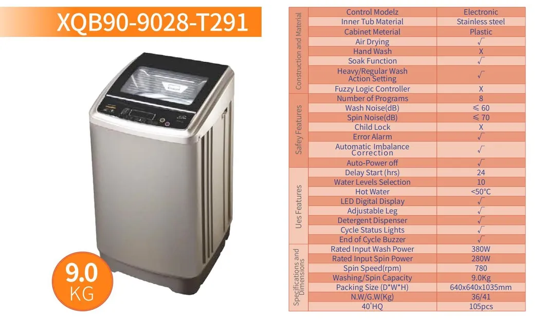 High Quality Hot Selling Top Loading Washing Machine Xqb90-9028-T291