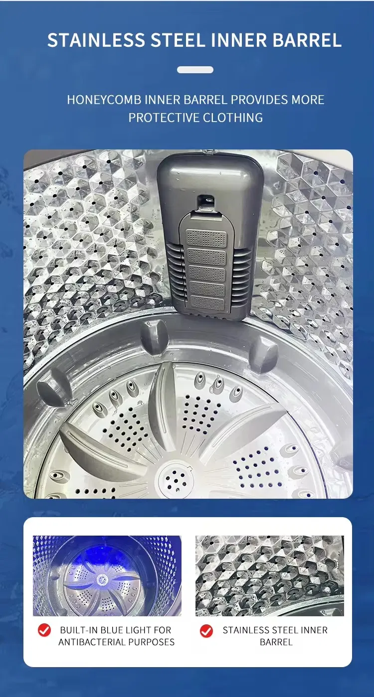 Wave-Wheel Top-Loading Single Cylinder Stainless Steel Laundry Dehydrating Washing Machine