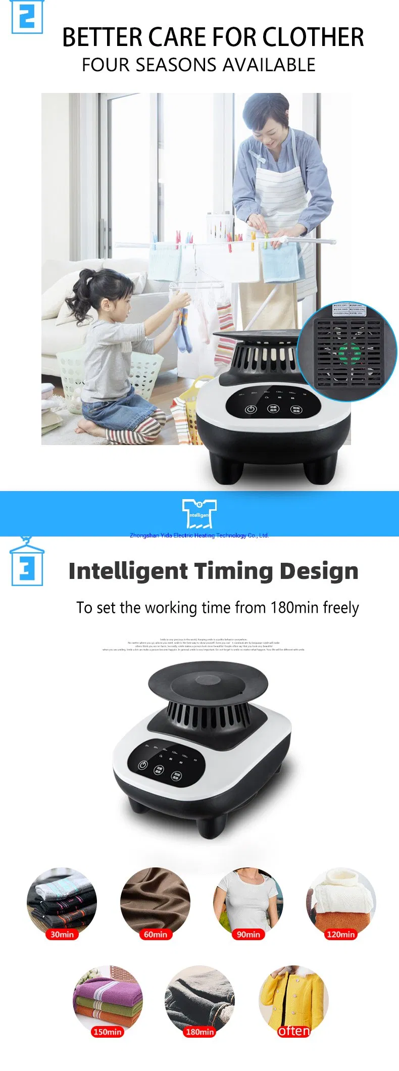 Portable Home Use Clothes Dryer Electric Clothes Air Dryer with Timer and Ozone Function Folding Electric Clothes Dryer