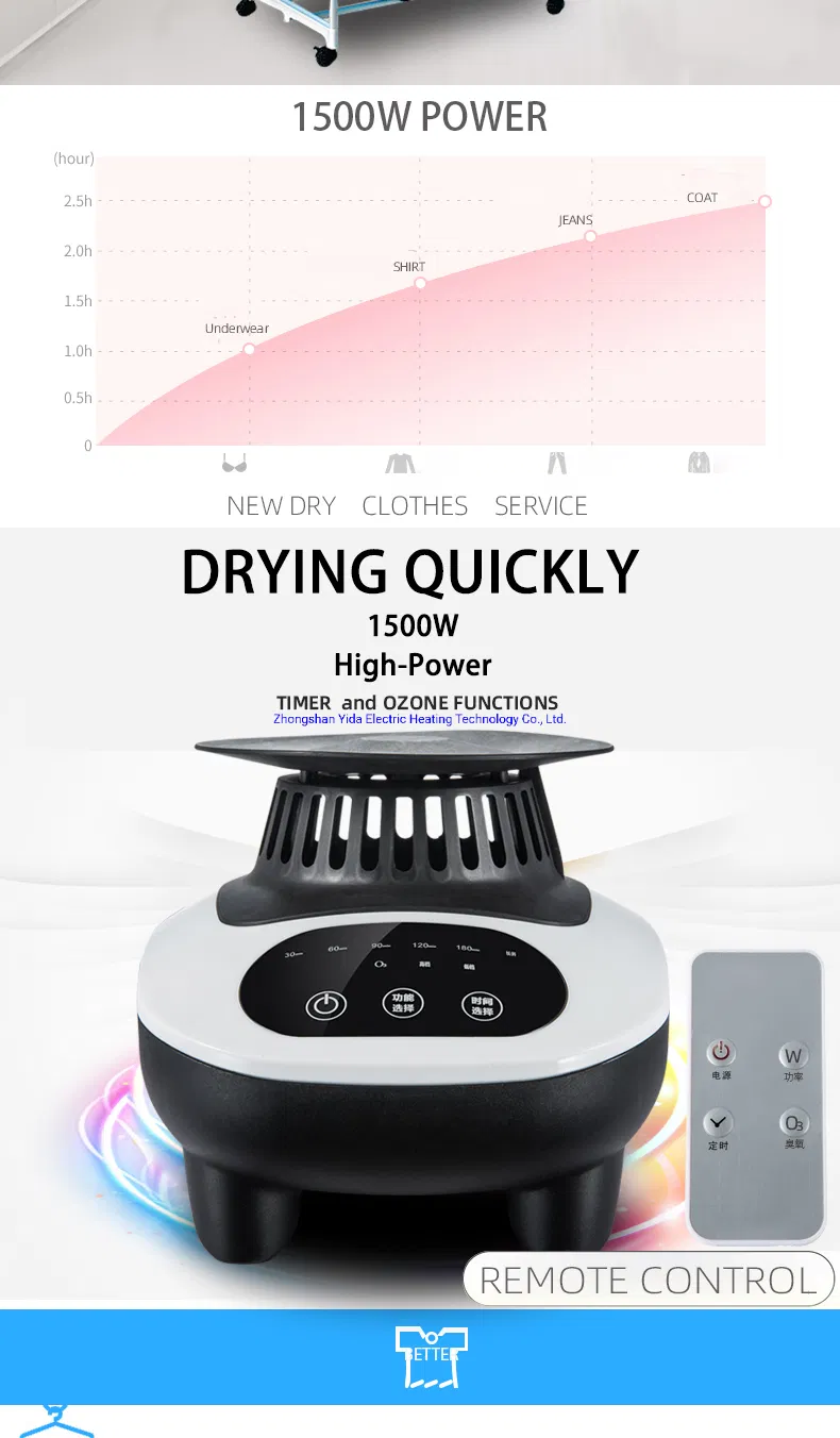 Portable Home Use Clothes Dryer Electric Clothes Air Dryer with Timer and Ozone Function Folding Electric Clothes Dryer