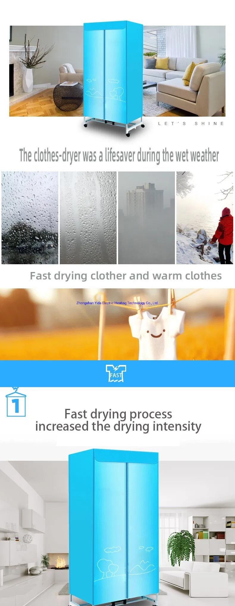 Portable Home Use Clothes Dryer Electric Clothes Air Dryer with Timer and Ozone Function Folding Electric Clothes Dryer