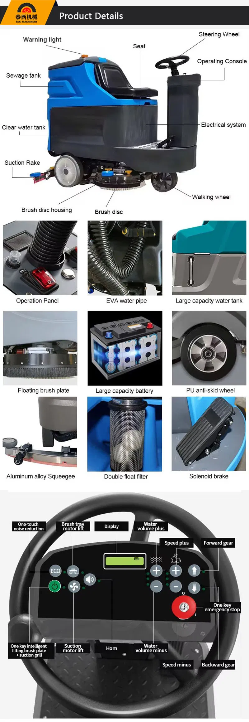 China Manuafacturer 80L Ride on Floor Cleaning Scrubber Dryer with Dual Brush with Factory Price