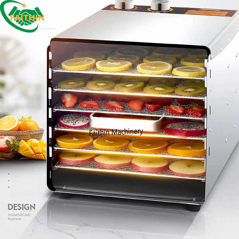 Small Home 6 Trays Fruit Dryer Meat Drying Oven Dry Fruits Making Machine Food Dehydrator
