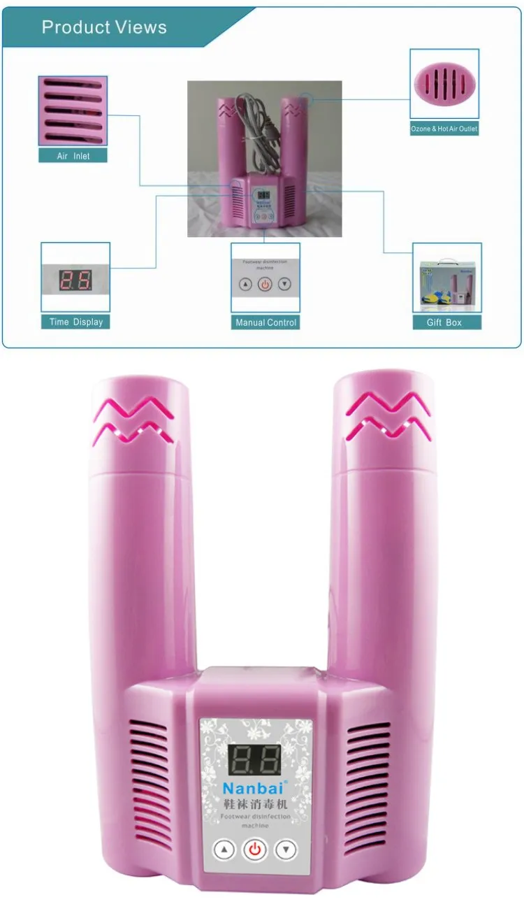 Portable Ozone Generator Automatic Shoes Dryer with Timer Control