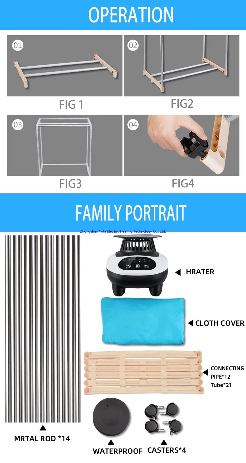 1500W High Power Portable Electric Clothes Dryer, Multifunctional Clothes Dryer, Freestanding Fast Clothes Dryer