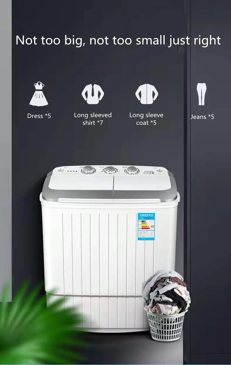 Large Capacity Semi-Automatic Double Tubs Portable Washer Top Load Electric Washing Machine