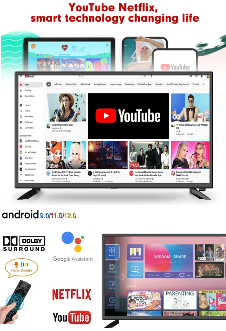 2025 New 32/43/50/55/65/75/100 Inch 4K 8K UHD Television 3D LED LCD Webos/Android/Google Smart TV