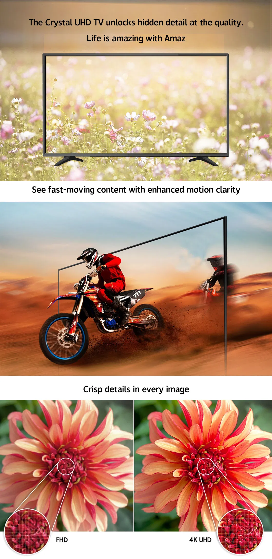 Amaz TV 65 Inch 4K Smart Television TV 8K 85 Inch Android Television 32 Pouces OEM Televisions
