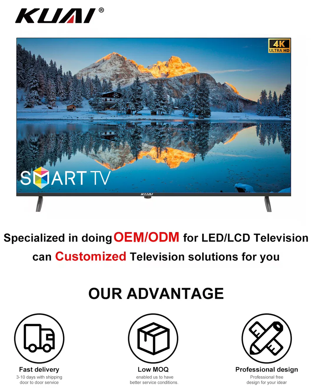 TV Factory Customized LED Smart Android TV 32 43 55 65 85 Inch Flat Screen Television 2K 4K Ultra HD TV Set