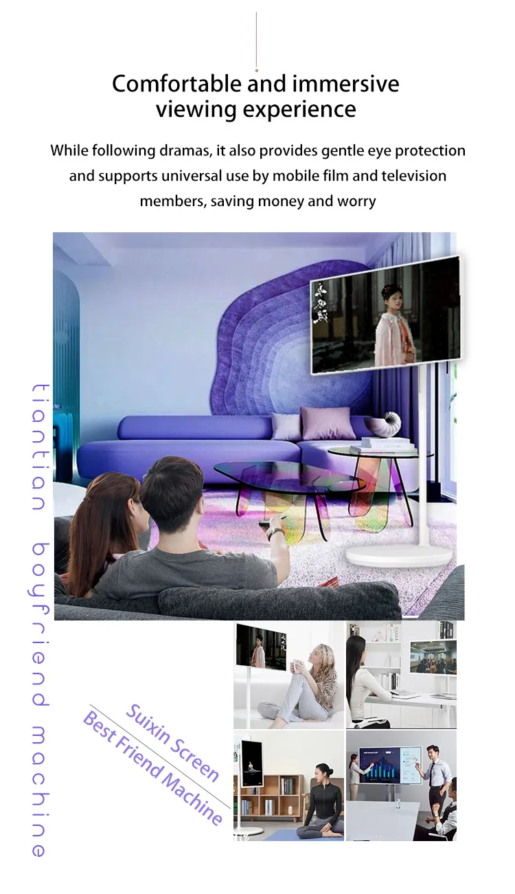 Portable LCD Monitors Wireless 1080P HD Video Player Stand TV 32" Smart Rotate Touch TV with Stand 4hr Battery