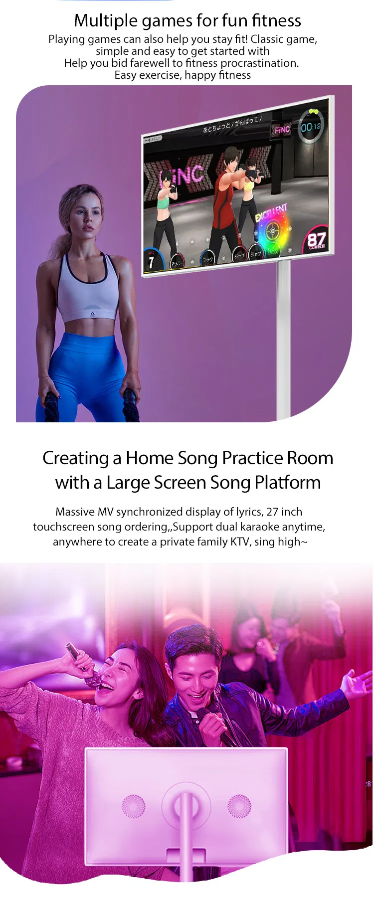 Portable LCD Monitors Wireless 1080P HD Video Player Stand TV 32" Smart Rotate Touch TV with Stand 4hr Battery