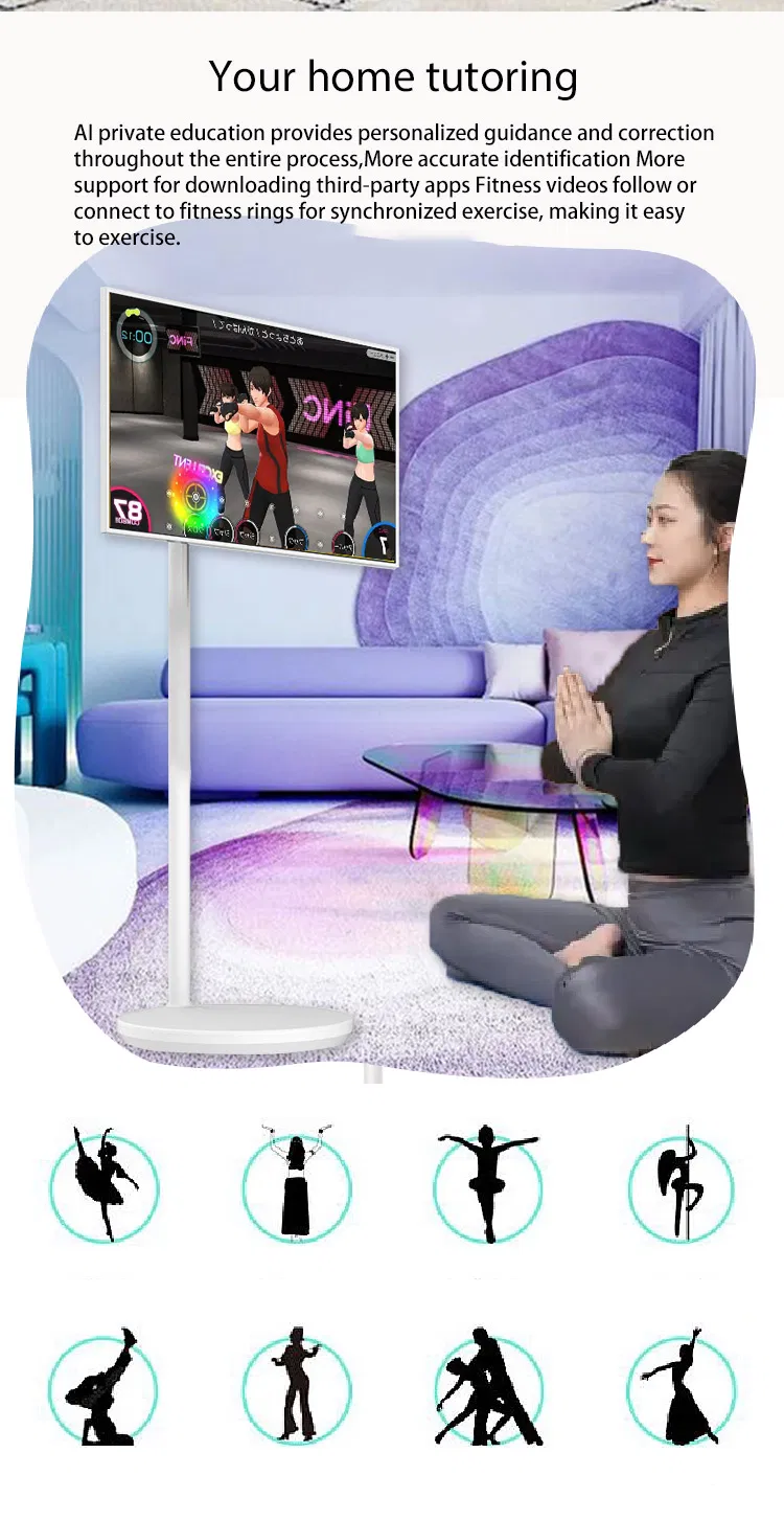 Portable LCD Monitors Wireless 1080P HD Video Player Stand TV 32" Smart Rotate Touch TV with Stand 4hr Battery