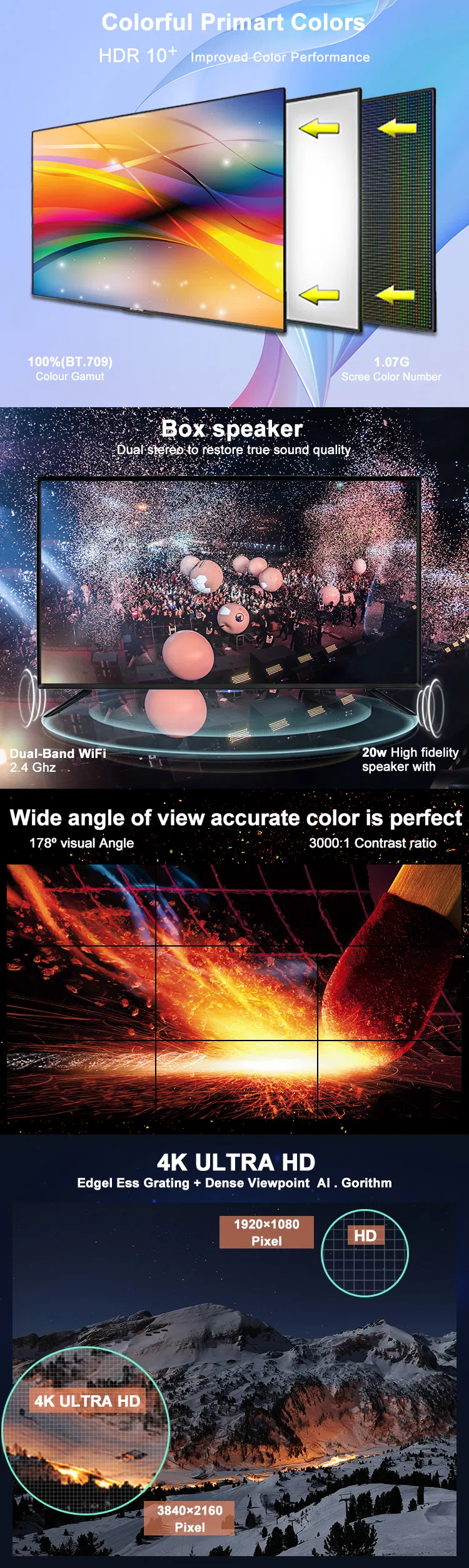 32 43 55 65 75 85 98 100 Inch 2K4K FHD OLED Television Android/Google/Webos System LCD LED 3D Smart TV From Chinese