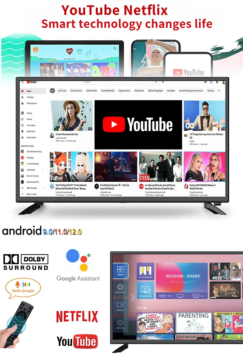 2005 New Manufacturer Television 55 65 75 85 98 32 Inch LED TV Android Smart TV