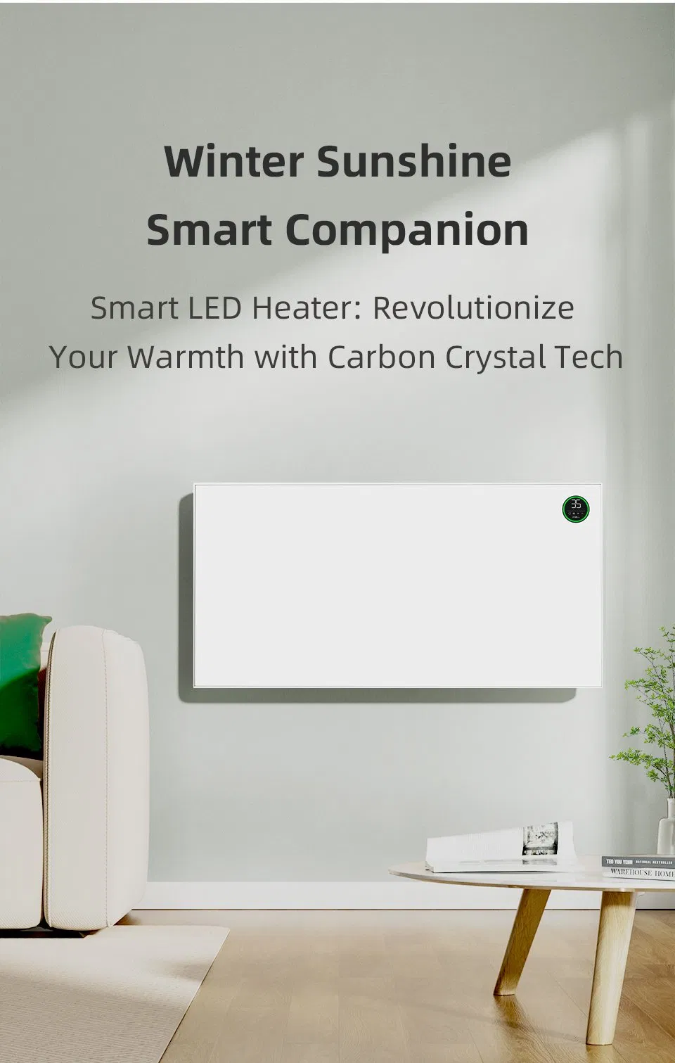 Smart Carbon Crystal Panel Heater with Remote and APP Control