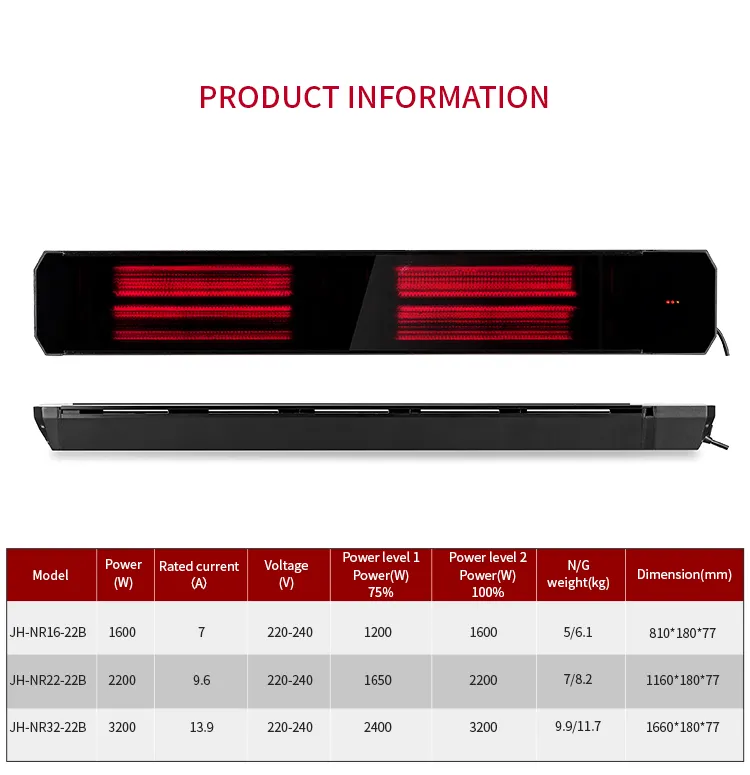 Jhheatsup Home Wall Room Glass Infrared Electric 2200W Panel Heater Tuya APP Smart Heater