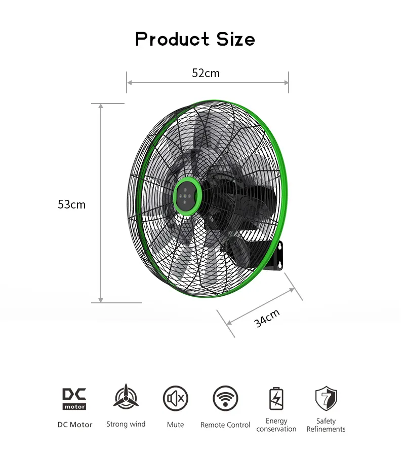 Wholesale Home Appliance Cooling 18 Inch BLDC Remote Control Industrial Heavy Duty Smart Commercial Ventilation Wall Mounted Electric Fan