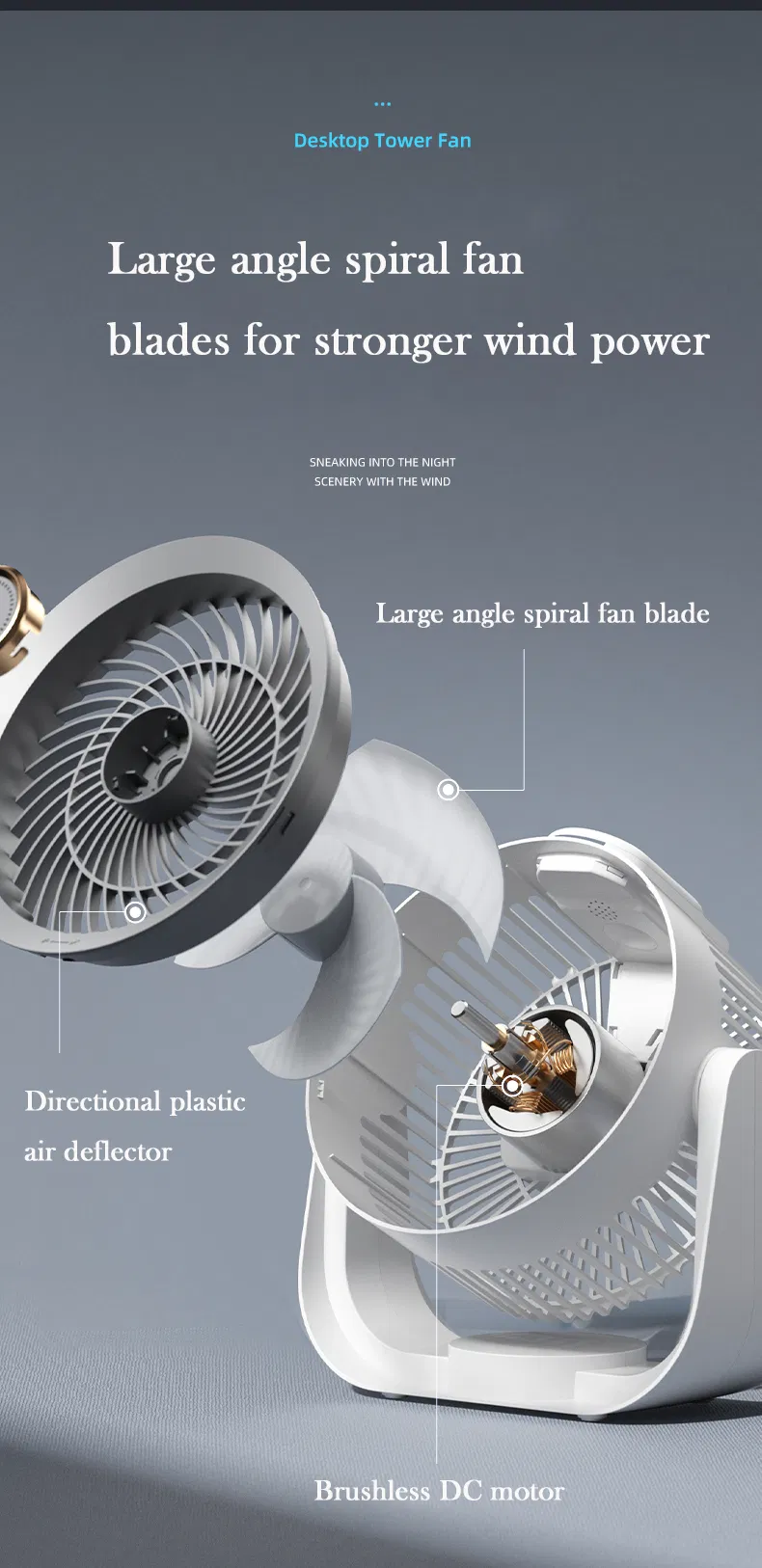 2025 New Intelligent Voice Control Portable Rechargeable Fan for Outdoor Bedroom Office