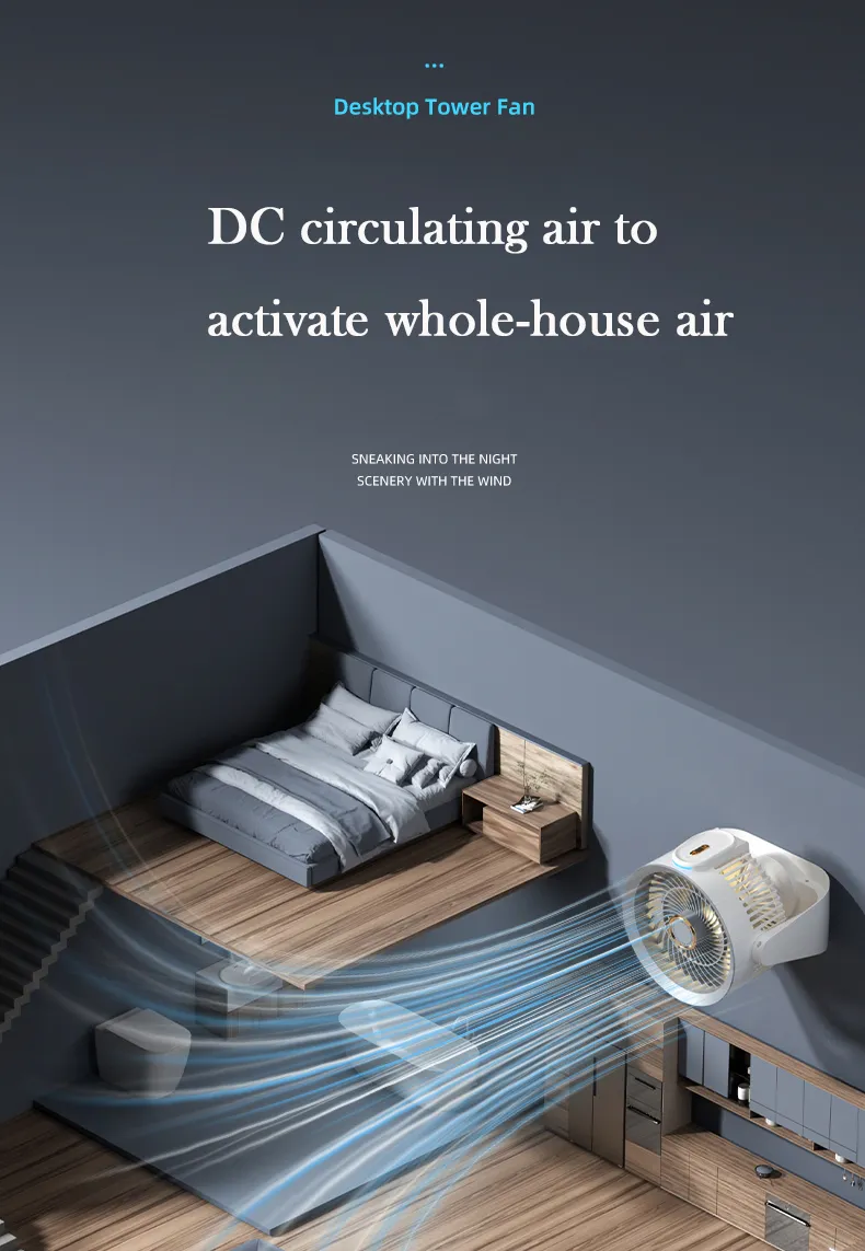 2025 New Intelligent Voice Control Portable Rechargeable Fan for Outdoor Bedroom Office