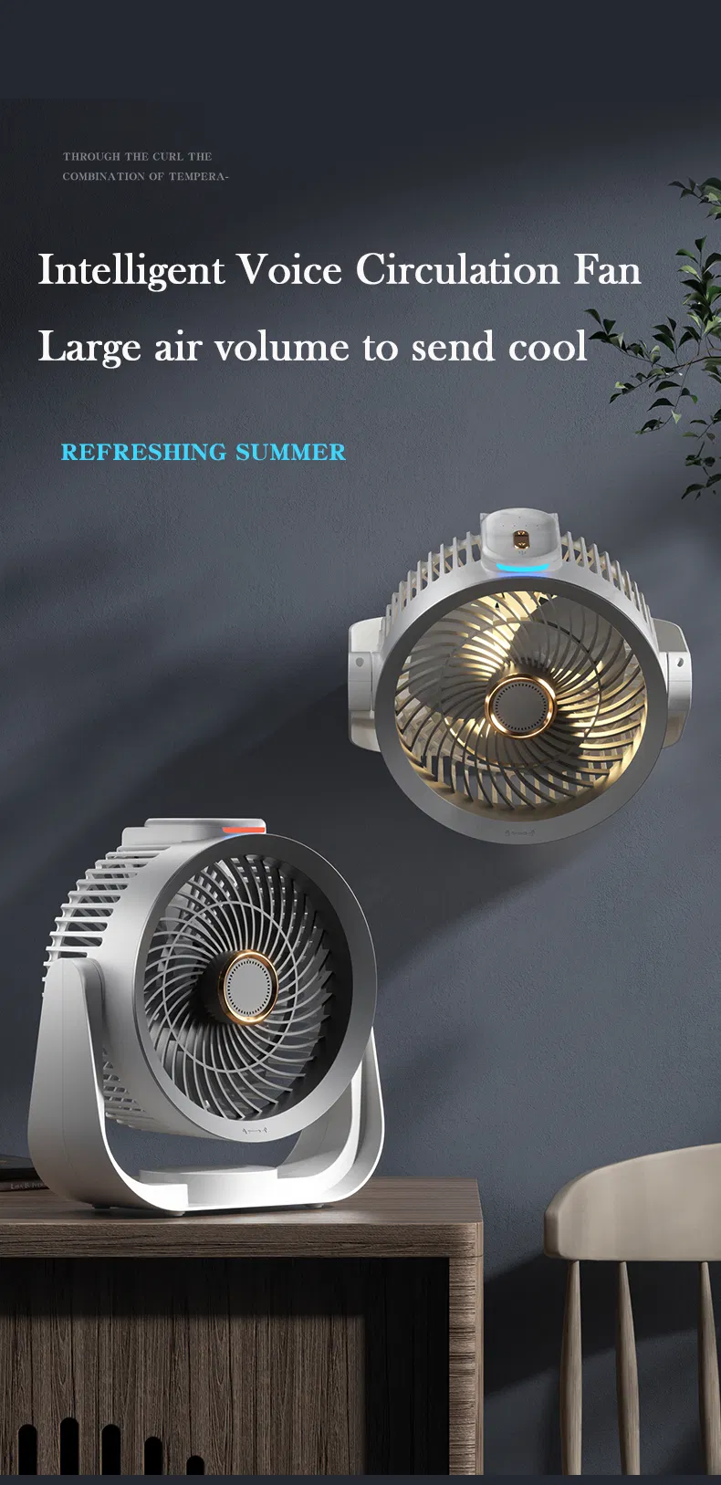 2025 New Intelligent Voice Control Portable Rechargeable Fan for Outdoor Bedroom Office