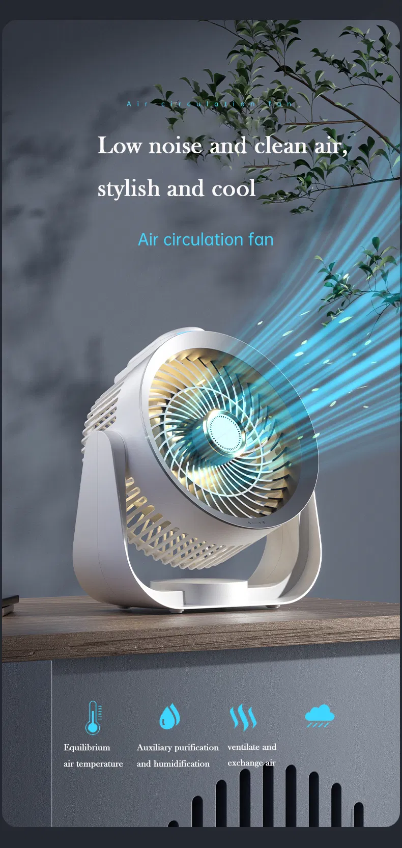 2025 New Intelligent Voice Control Portable Rechargeable Fan for Outdoor Bedroom Office