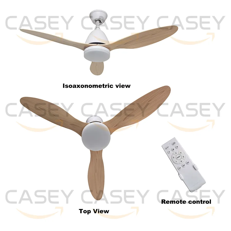 LED Nickel Plywood Material Ceiling Fan Light with Air Cooler AC Motor Switch Flush