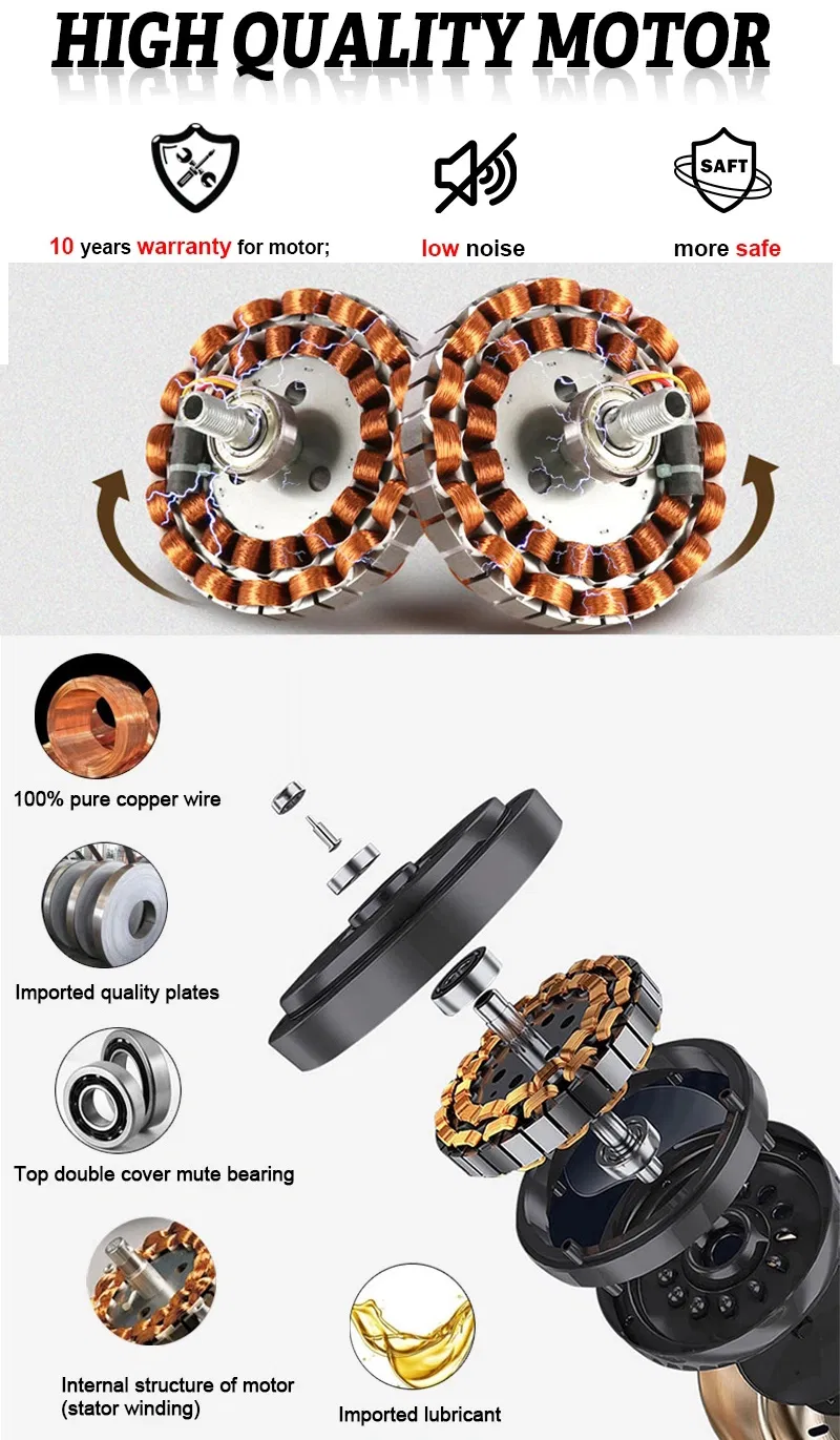 LED Nickel Plywood Material Ceiling Fan Light with Air Cooler AC Motor Switch Flush