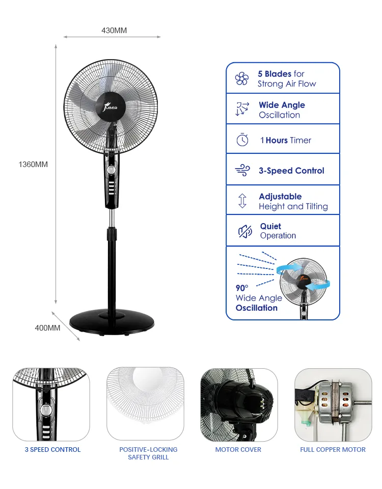 New Design 16 18 Inch Low Price Air Cooler Stand Fan with Round Base