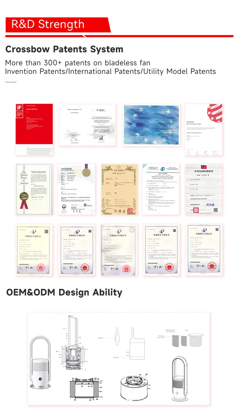 OEM ODM Bladeless Air Purifier Fan 41 Inch Air Circulation Invisible Fan Blade Tower Fan for Household