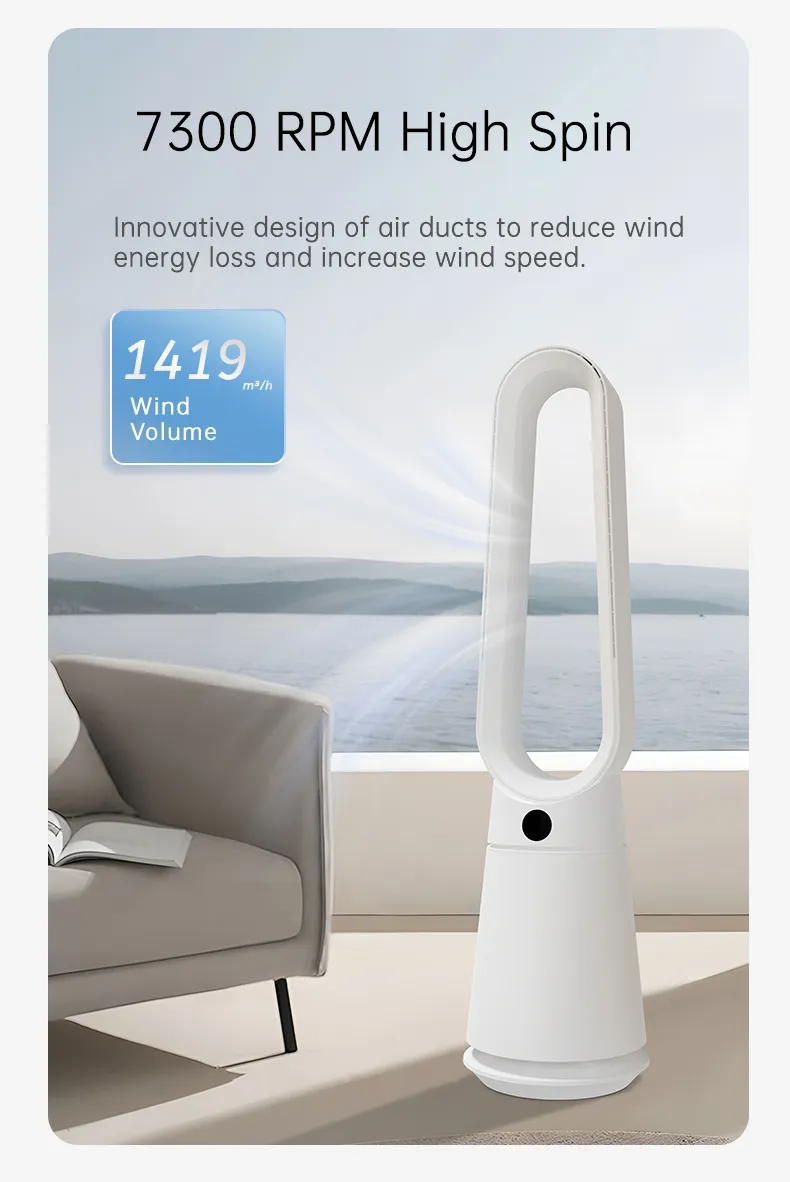 OEM ODM Bladeless Air Purifier Fan 41 Inch Air Circulation Invisible Fan Blade Tower Fan for Household