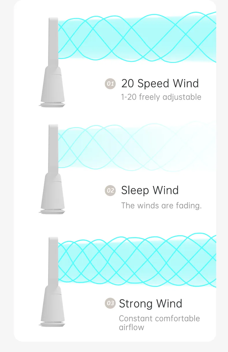 OEM ODM Bladeless Air Purifier Fan 41 Inch Air Circulation Invisible Fan Blade Tower Fan for Household