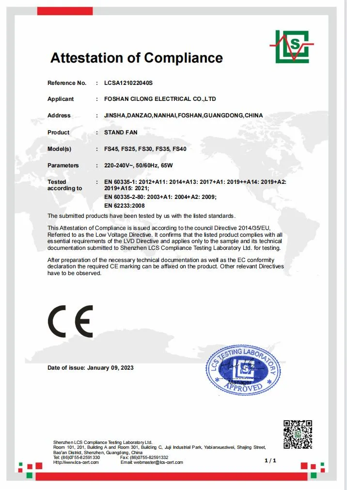 Home Silent Classic 45W 16" Electric Pedestal Fan Indoor High Speed 16 Inch Stand Fan