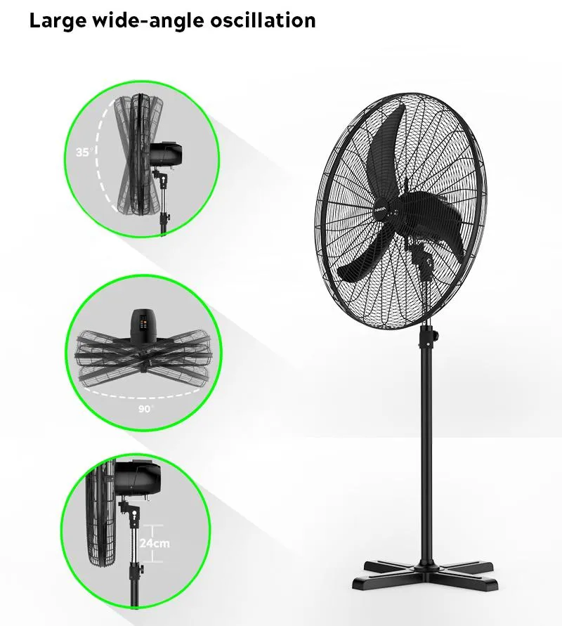 20 24 26 30 Inch High Air Volume Oscillation Ventilation Warehouse Wall DC Brushless Motor Energy Saving Electric Industrial Stand Fan